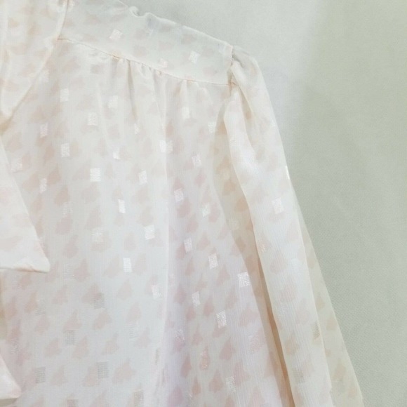 Women Blouse Tie Neck Button Long Puff Sleeve Vintage Ms Russ No Size Tag Union - Picture 5 of 12